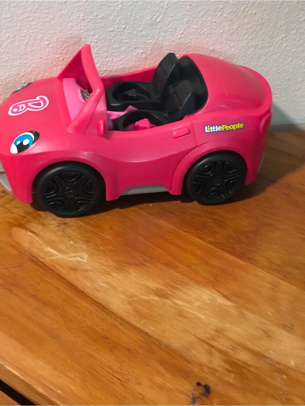 Fisher-Price Little People Barbie Pink Toy Race Car Convertible with Sounds